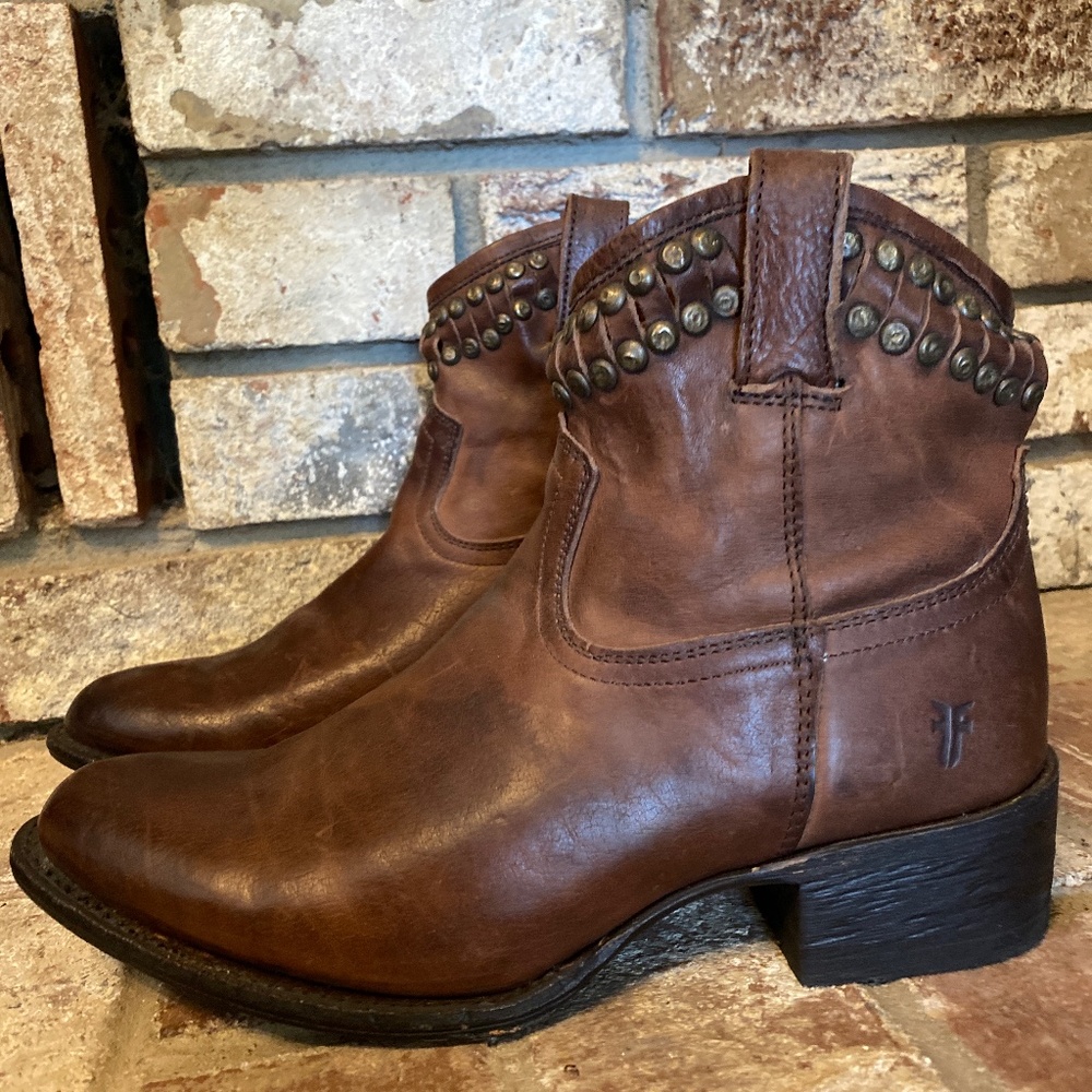 Frye booties, with metal studs, size 8